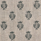 Hand-printed Indigo Pomegranate Rustic Linen Stonewashed Panel (3m Approx.) - 356I