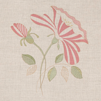 Hand-printed Red Rose Linen Light Linen– 302 Roll End 1.8m