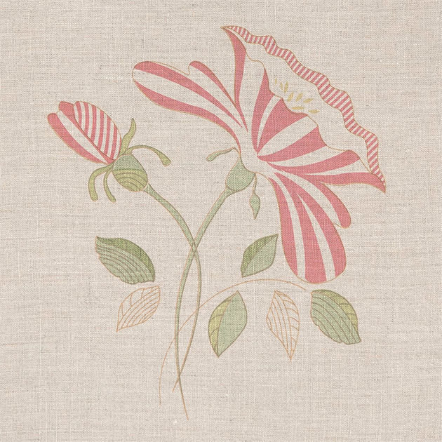 Hand-printed Red Rose Linen Light Linen– 302 Roll End 1.8m