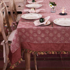 Luxury Red Earth Megha & Velvet Tablecloth with Tassels