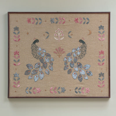 Midnight Peacocks Framed Wallhanging