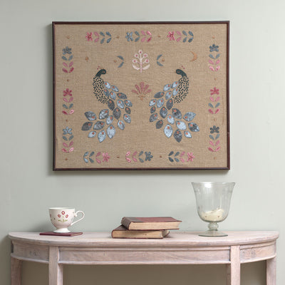 Midnight Peacocks Framed Wallhanging