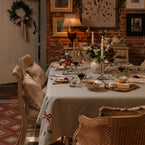 Duck Egg Ribbon & Mistletoe Christmas Tablecloth