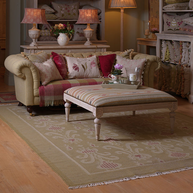 Hand-woven Wool Kilim - Olive Natasha
