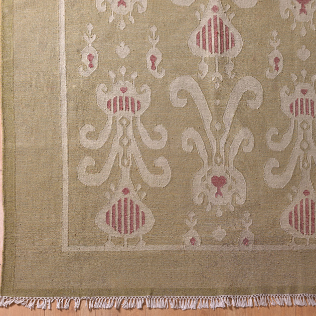 Hand-woven Wool Kilim - Olive Natasha