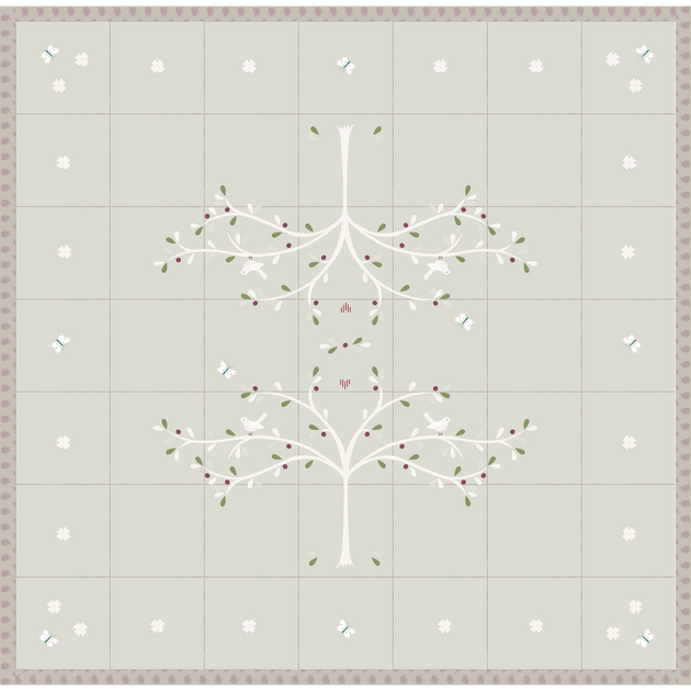Grey Olive Tree Cotton Quilt