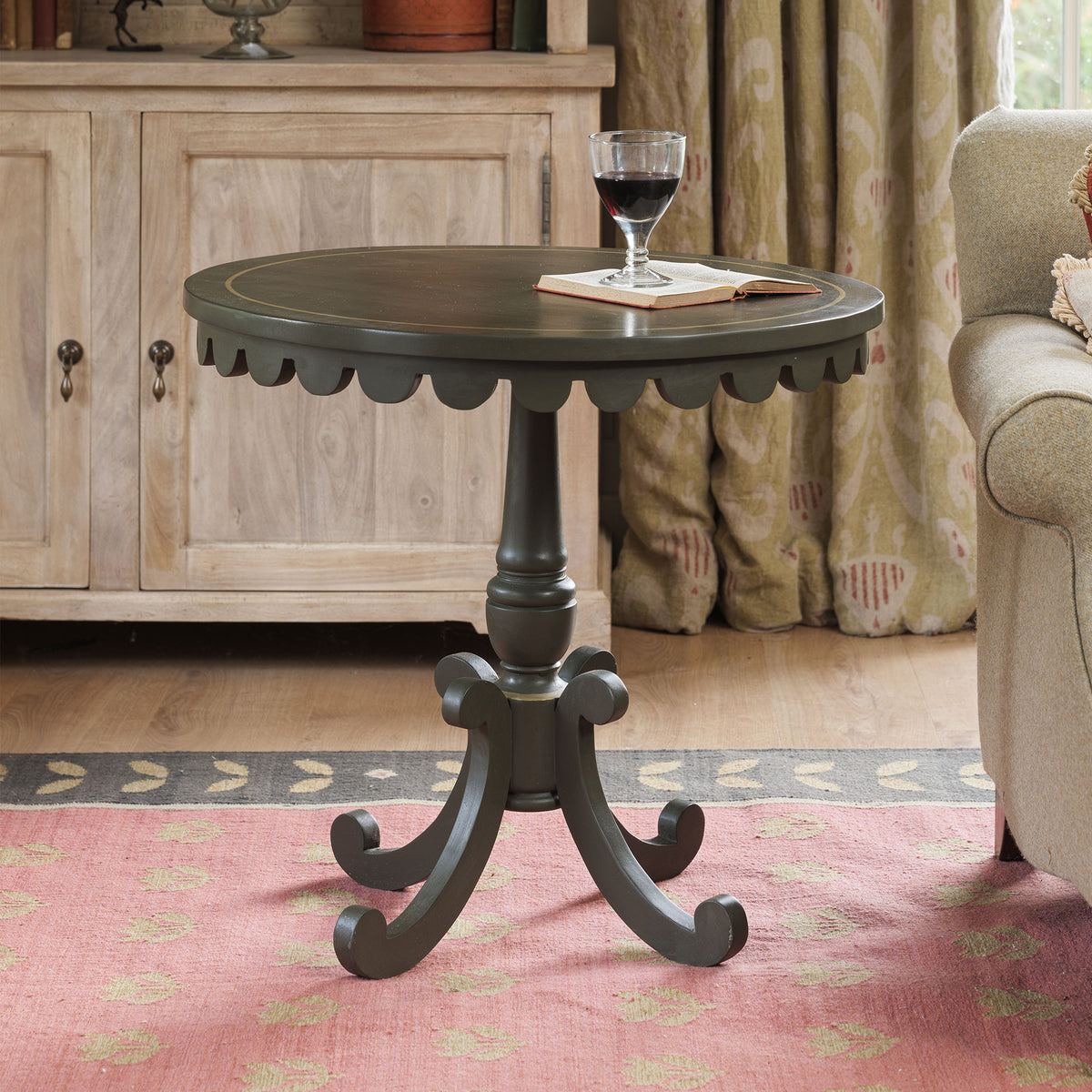 Painted Side Table with Scalloped Edge