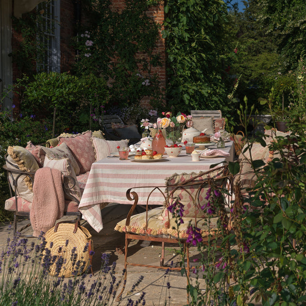 Pale Rose Wide Stripe Tablecloth
