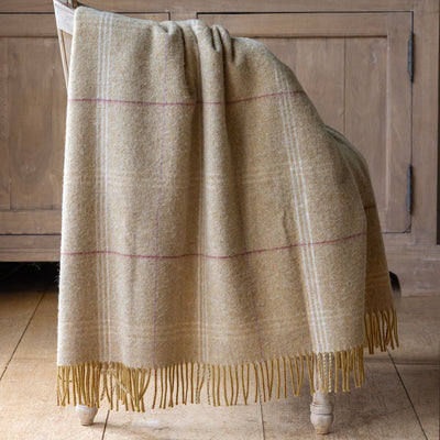 Pale Saffron Tartan Lambswool Throw