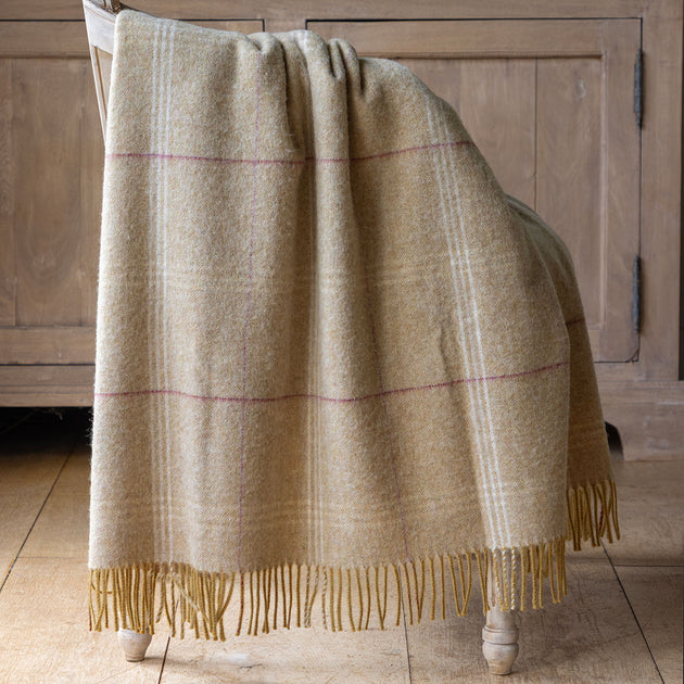 Pale Saffron Tartan Lambswool Throw