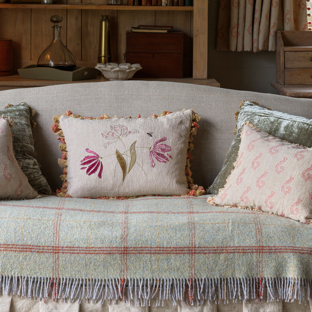 Parrot Tulips Rustic Linen Cushion - Tassels