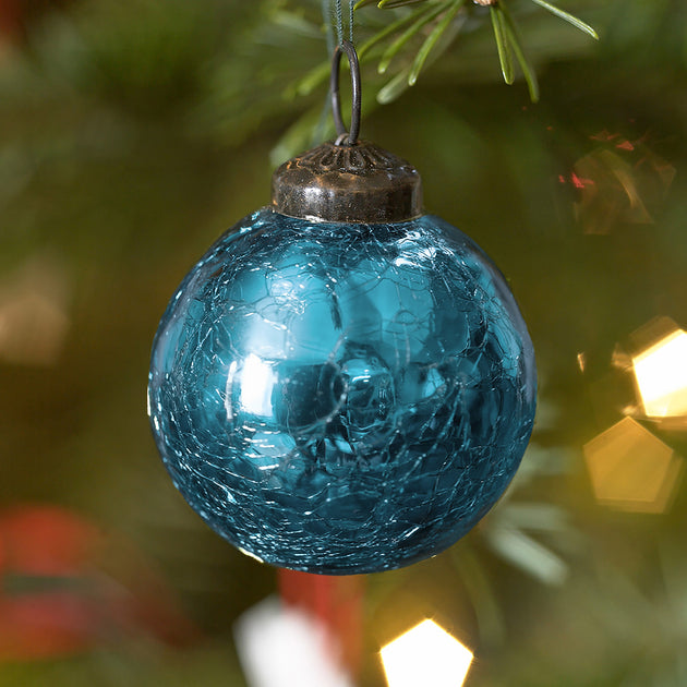 Bauble – Small Blue Crackle Glaze