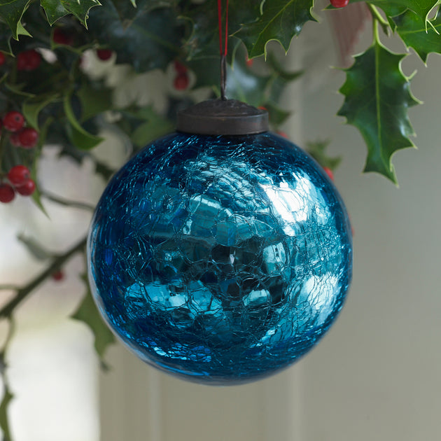Large Crackle Glaze Glass Baubles