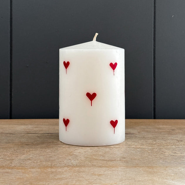 Red Heart Hand-painted Scented Pillar Candle 4"