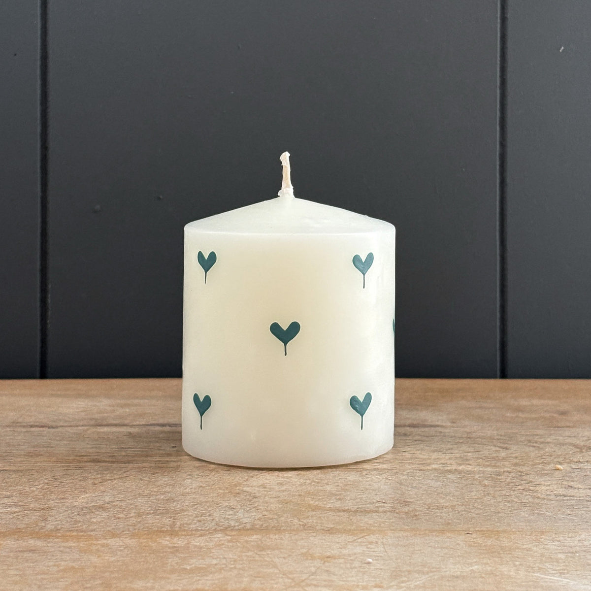 Blue Heart Hand-painted Scented Pillar Candle 3"
