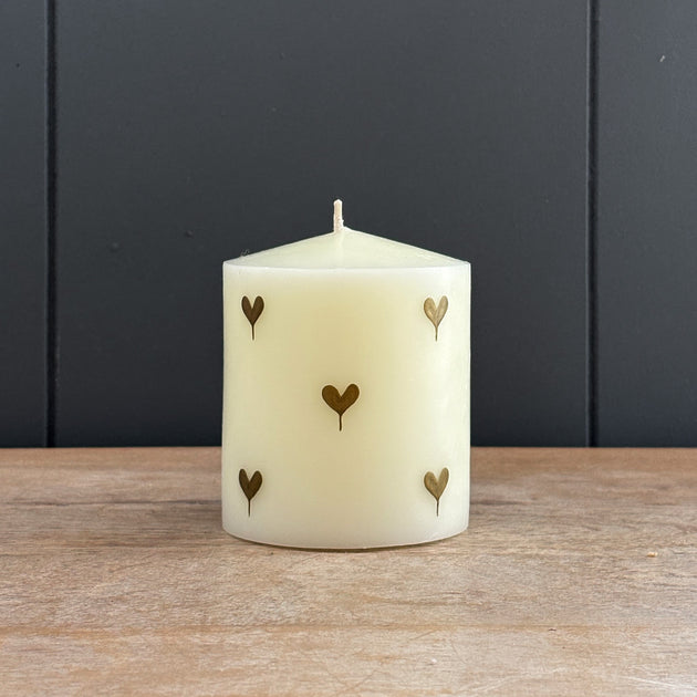 Gold Heart Hand-painted Scented Pillar Candle 3"