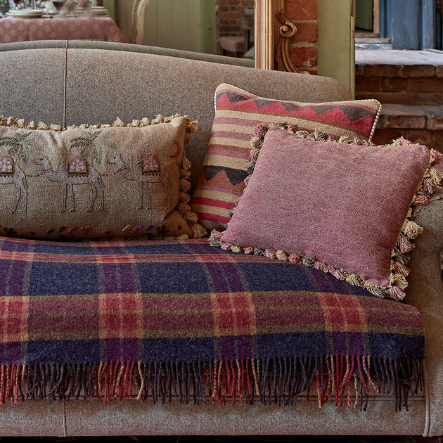 Red Earth Rustic Linen Cushion with Tassels