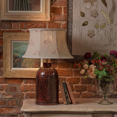 Hand Painted Indian Red &amp; Gold Tea Caddy Lamp Base