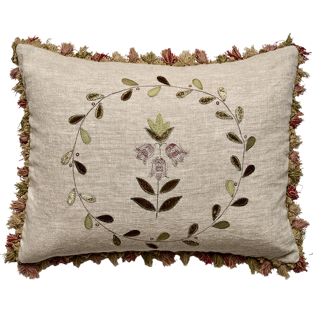 Red Green Fritillary Rustic Linen Cushion