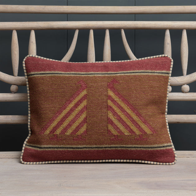 Indian Red Indian Bird Kilim Cushion