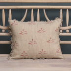 Red Leaf Rustic Linen Cushion with Fanedge