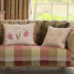 Red Leaf Rustic Linen Cushion with Fanedge