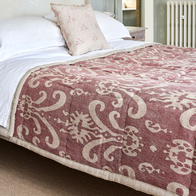 Damson Sacha Rustic Linen Quilt - King Size