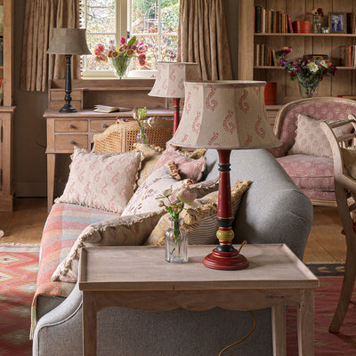 Red Shalini Framed Linen Lampshade
