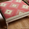 Carved Square Kilim Footstool