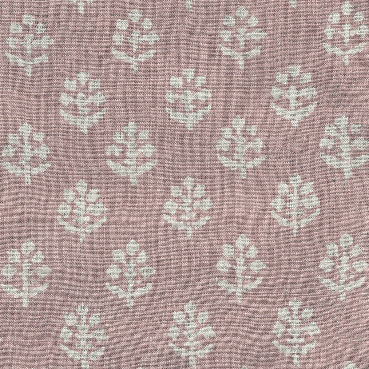 Hand-printed Reverse Dusky Mauve Megha Rustic Linen Stonewashed Panel - 354DM