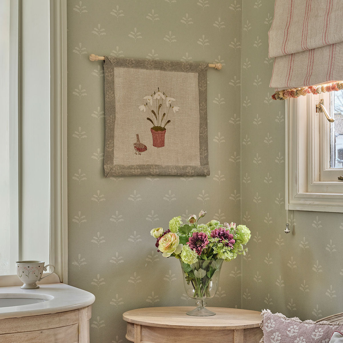 Robin &amp; Snowdrops Wall Hanging