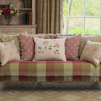 Embroidered Rosa Mundi Rustic Linen Cushion