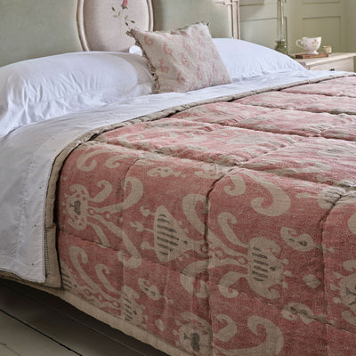 Rose Charcoal Natasha Rustic Linen Quilt - Super King
