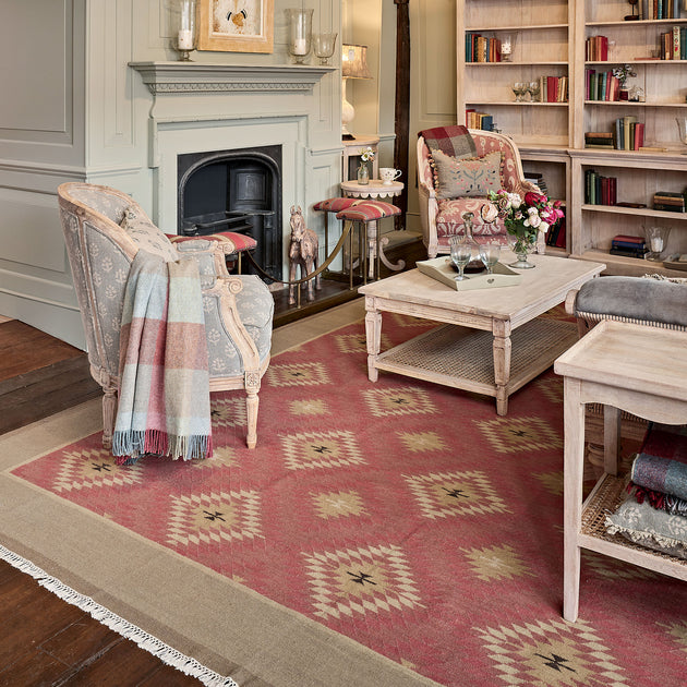 Rose Duck Egg Shimla - Hand-woven Wool Kilim