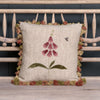 Rose Foxglove Rustic Linen Cushion with Tassels