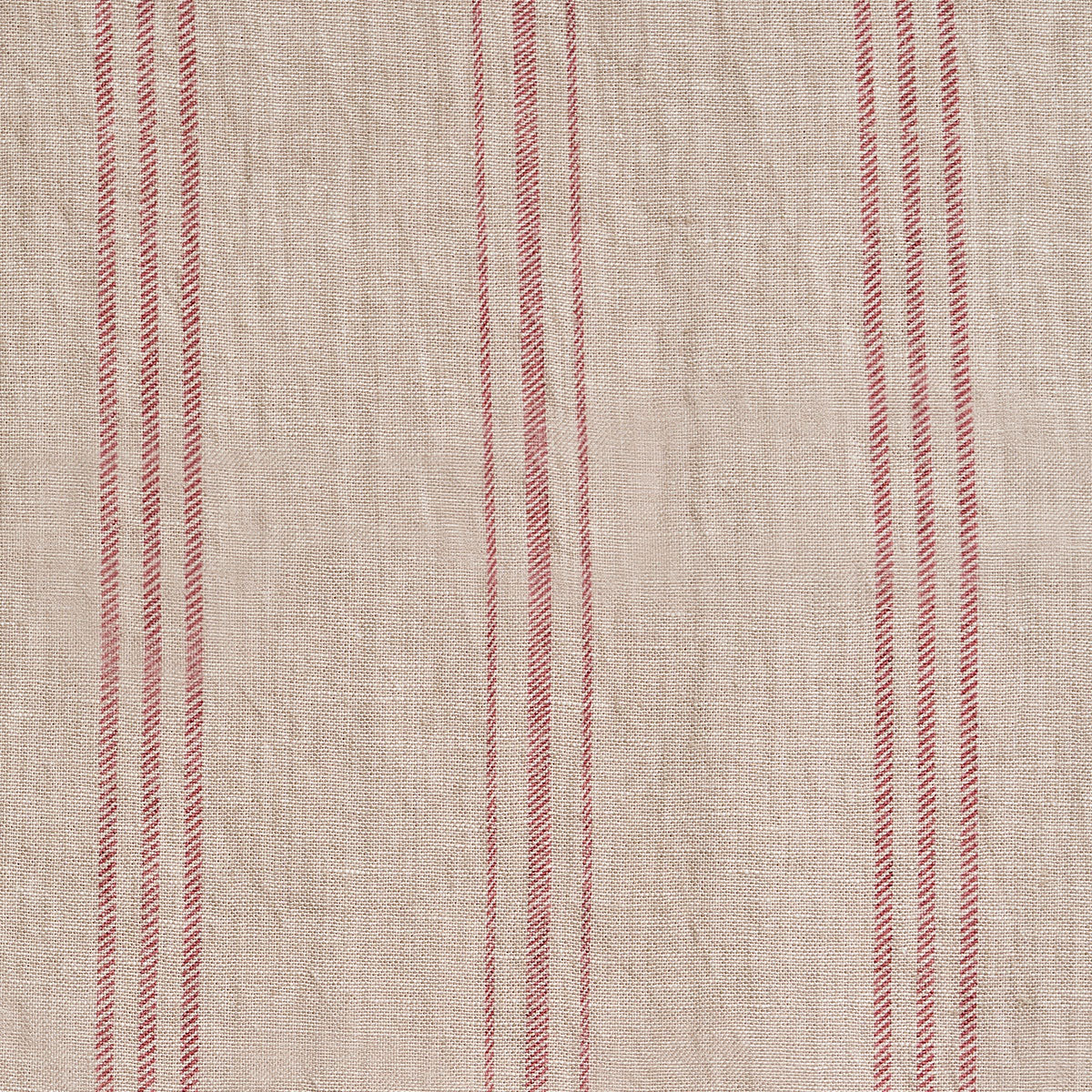 Large Returnable Sample of Red Hartford Stripe on Rustic Linen