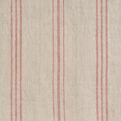 Red Hartford Stripe on Rustic Linen - Stonewashed Panel (2.7m Approx.)