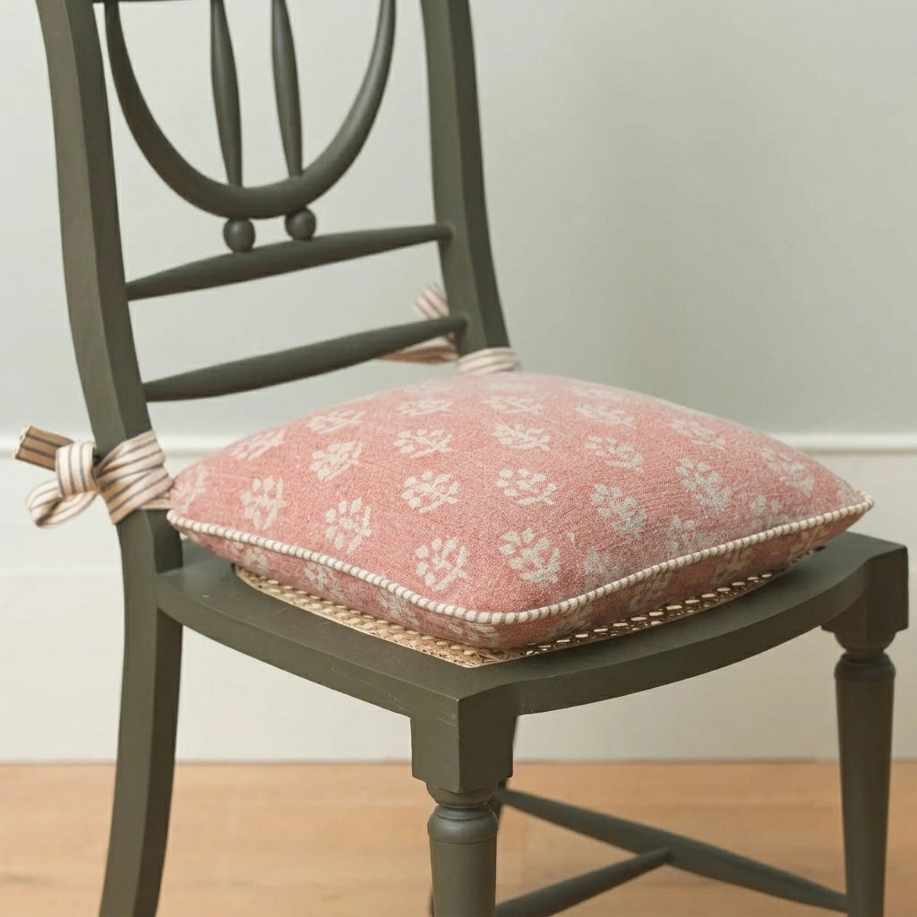 Rose Megha Rustic Linen Chair Cushion