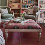 Carved Square Kilim Footstool - Rose Charcoal Ragini