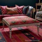 Carved Square Kilim Footstool - Rose Charcoal Ragini