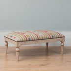Carved Rectangular Kilim Footstool