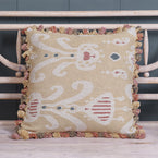 Saffron Natasha Rustic Linen Cushion with Tassels - SALE