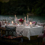 Slate Wide Stripe Tablecloth