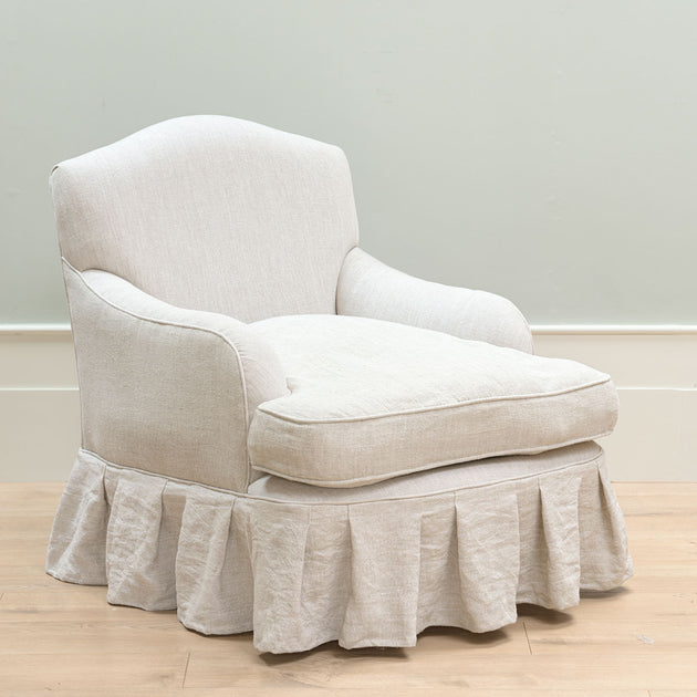 Small Howard Chair with Skirt - Stonewashed Linen