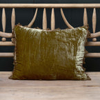 Olive Velvet Small Cushion - 35 x 45cm