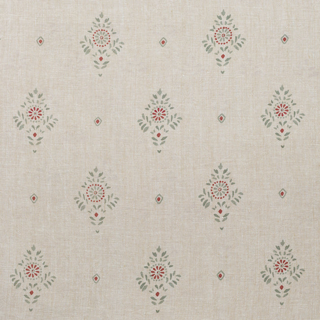 Hand-printed Smokey Blue Anushka on Rustic Linen – 317B