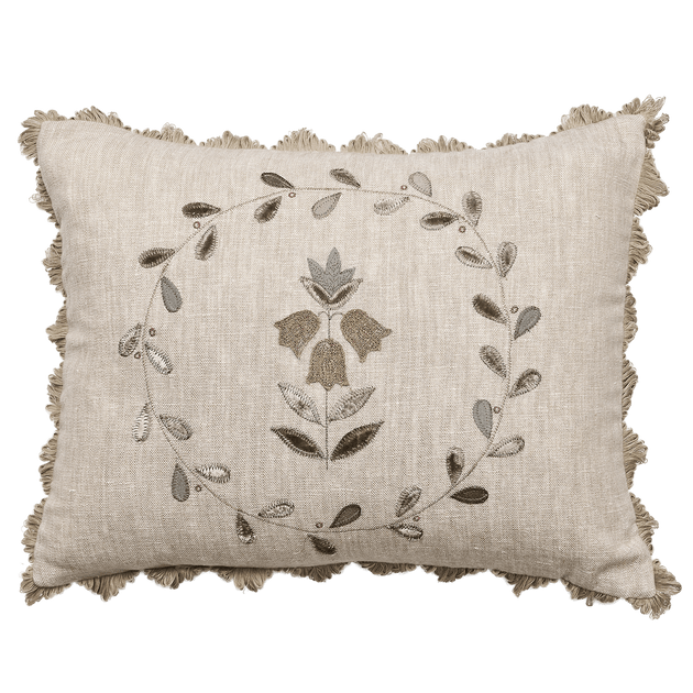 Smokey Blue Fritillary Rustic Linen Cushion