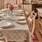 Smokey Blue Megha Rustic Linen Tablecloth - Ex Large