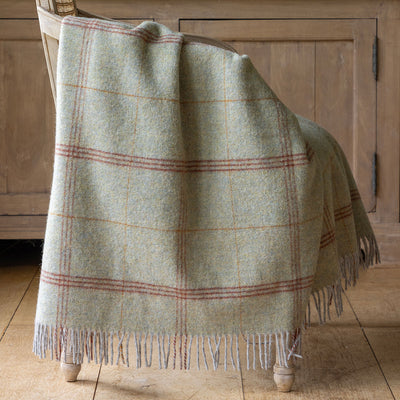Smokey Blue Tartan Shetland Wool Throw
