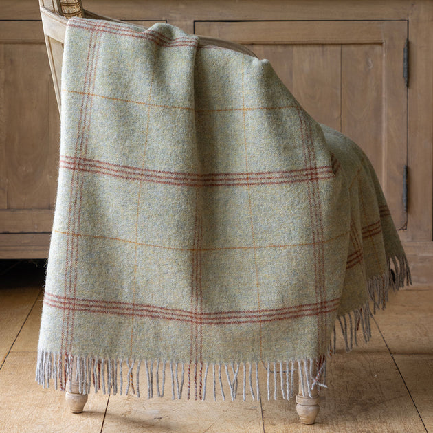 Smokey Blue Tartan Shetland Wool Throw